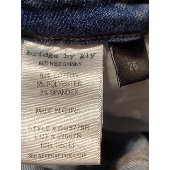 Bridge by Gly Buckle Womens Distressed Mid-Rise Skinny Jeans  Size 26L EUC - Picture 8 of 8